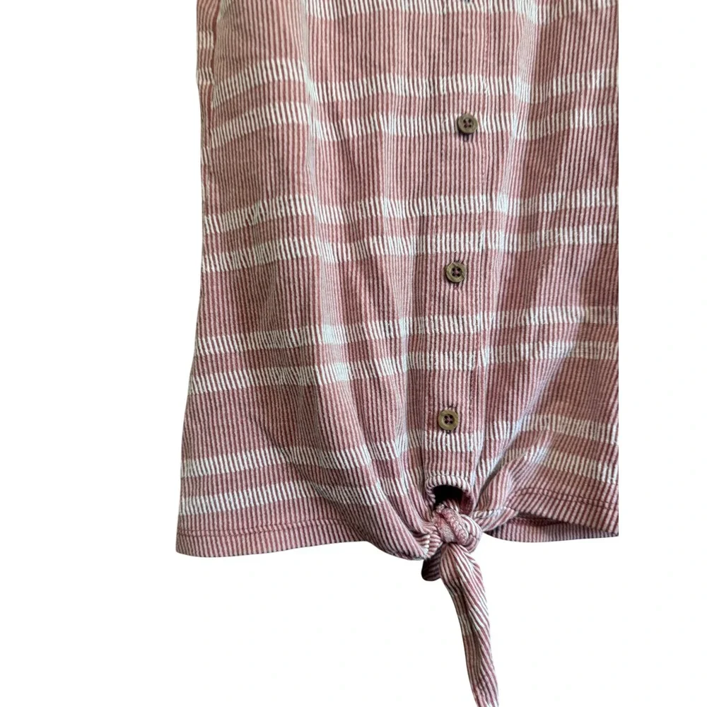 Old Navy Tank Top Kids L 10-12‎ Pink Excellent Striped Tie Front Button Ribbed